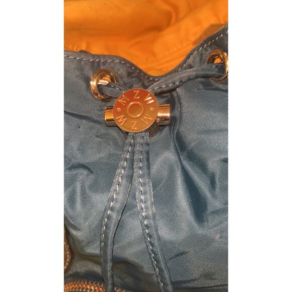 MZ Wallace Teal Nylon Drawstring Backpack Yellow Lining Leather Trim - Picture 8 of 16